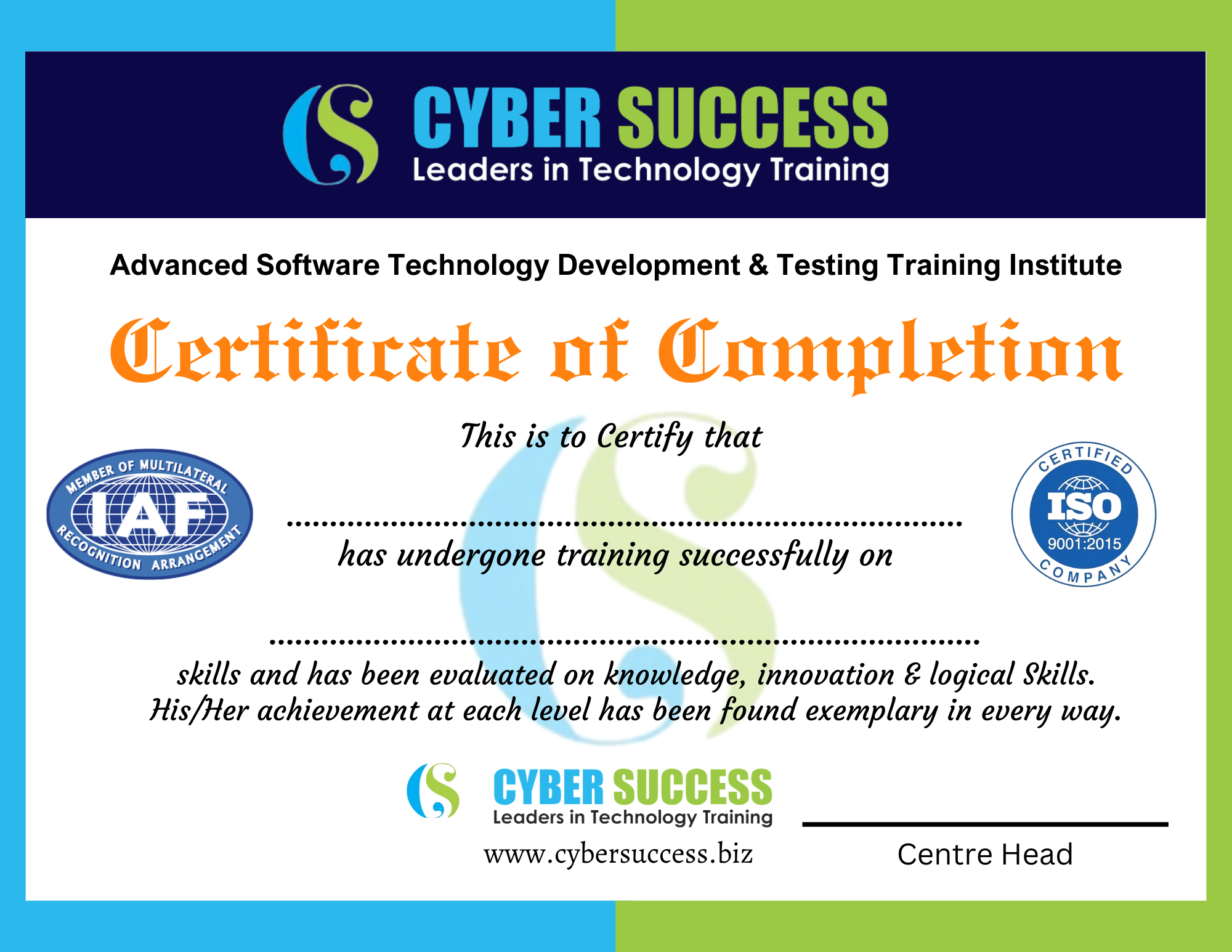 cyber success certificate
