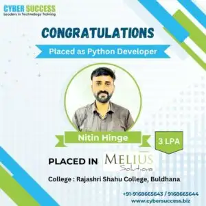 Nitin Hinge placed as Python Developer after completing Python Training Institute in Pune Cyber Success