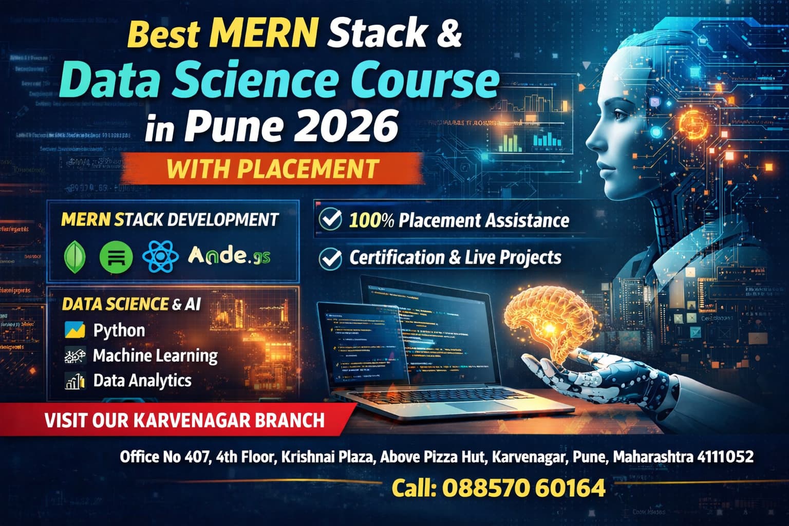 Best MERN Stack course in pune 2026 and Data Science course in Pune 2026 with placement training, certification, and live projects at Karvenagar Pune institute