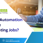 Will AI Automation Replace Accounting Jobs? Blog banner by Cyber Success featuring a finance professional using a calculator, highlighting AI automation in accounting and finance careers.
