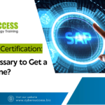 Cyber Success graphic about SAP FICO certification and whether it is necessary to get a job in Pune, featuring an SAP interface and digital technology illustration.
