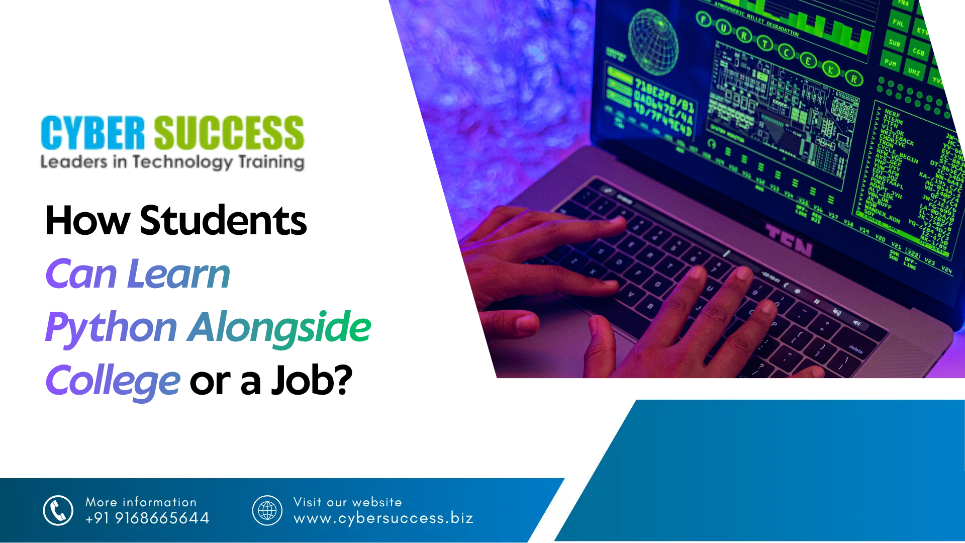 Students learning Python alongside college or a job at Cyber Success