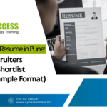 Cyber Success graphic about HR fresher resumes in Pune, highlighting what recruiters shortlist and featuring a sample resume.